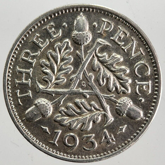 1934 George V Threepence Silver Coin | Very High Grade | a7135