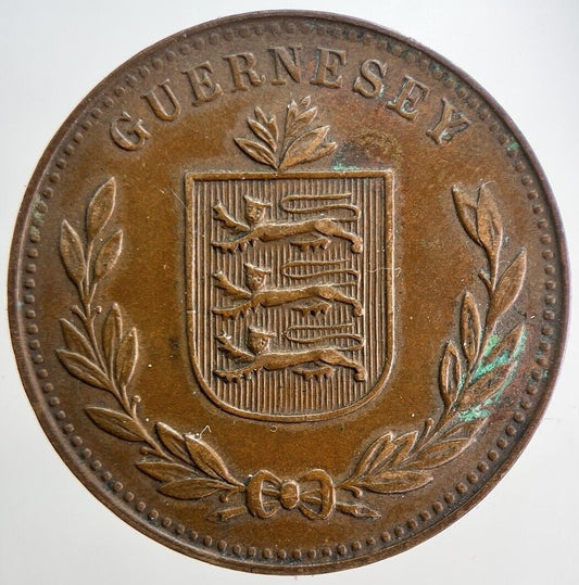 1934 Guernsey 8 Doubles Coin | Very High Grade | a6176