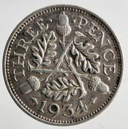 1934 George V Threepence Silver Coin | Fine Collectable Grade
