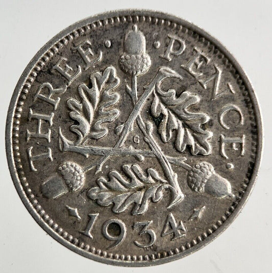 1934 George V Threepence Silver Coin | Fine Collectable Grade