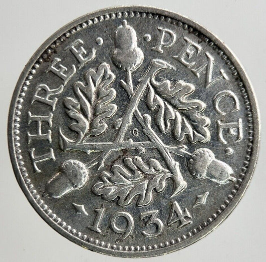 1934 George V Threepence Silver Coin | Fine Collectable Grade