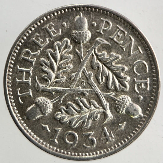 1934 George V Threepence Silver Coin | Very High Grade