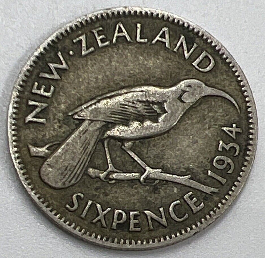 1934 New Zealand Sixpence Silver Coin | Collectable Grade | a581