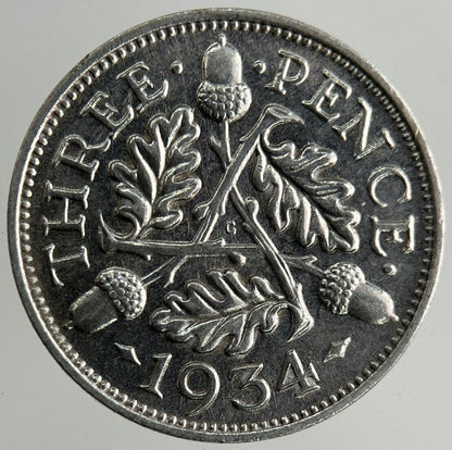 1934 George V Threepence Silver Coin | Very High Grade
