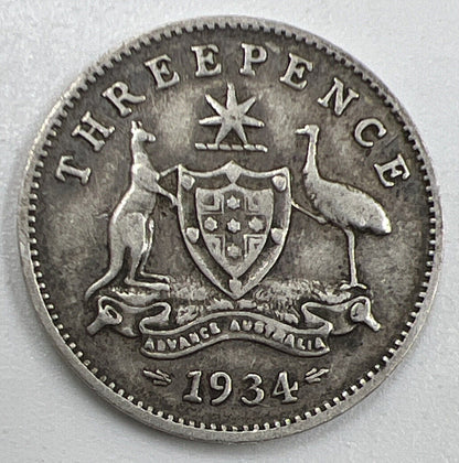 1934 Threepence Australia Silver Coin | Collectable Grade | a801
