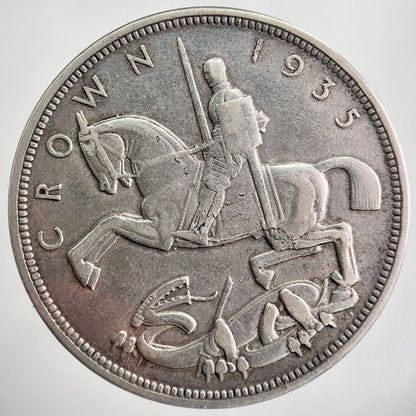 1935 George V Rocking Horse Crown Silver Coin | Fine Collectable Grade | a130