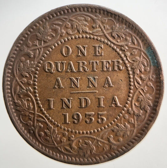 1935 India Quarter 1/4 Anna Coin | Very High Grade | a2077