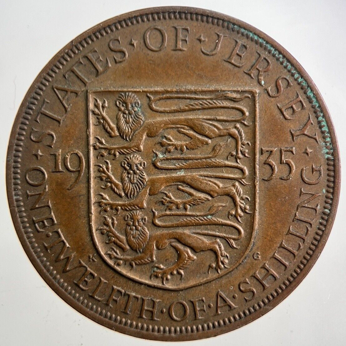 1935 Jersey One Twelfth 1/12th Shilling Penny Coin | Very High Grade | a4918