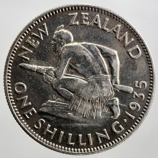 1935 New Zealand Shilling Silver Coin | Fine Collectable Grade | a3460