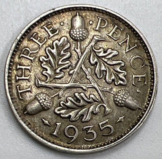 1935 Threepence | British Silver Coin | George V | Fine Collectable Grade | a084