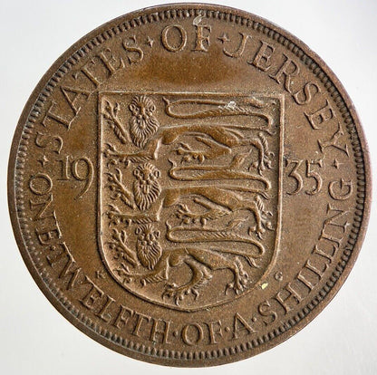 1935 Jersey One Twelfth Of A Shilling 1/12th Coin | Very High Grade