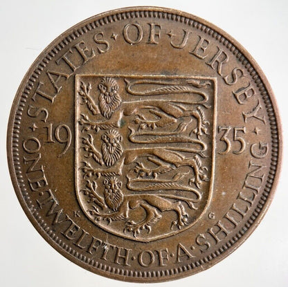 1935 Jersey One Twelfth Of A Shilling 1/12 Coin | Fine Collectable Grade