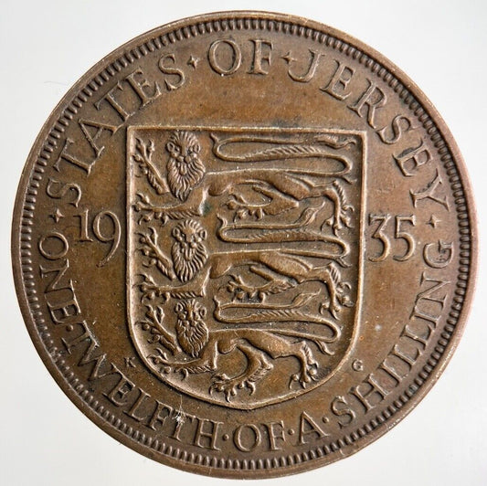 1935 Jersey One Twelfth Of A Shilling 1/12 Coin | Fine Collectable Grade