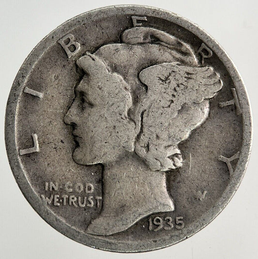 1935 US USA Mercury One Dime Silver Coin | Collectable Grade