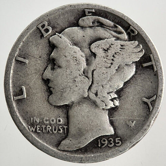 1935 US USA Mercury One Dime Silver Coin | Collectable Grade