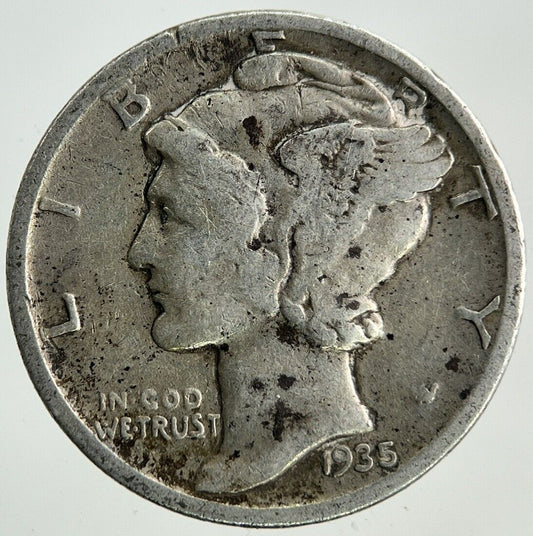 1935 US USA Mercury One Dime Silver Coin | Collectable Grade