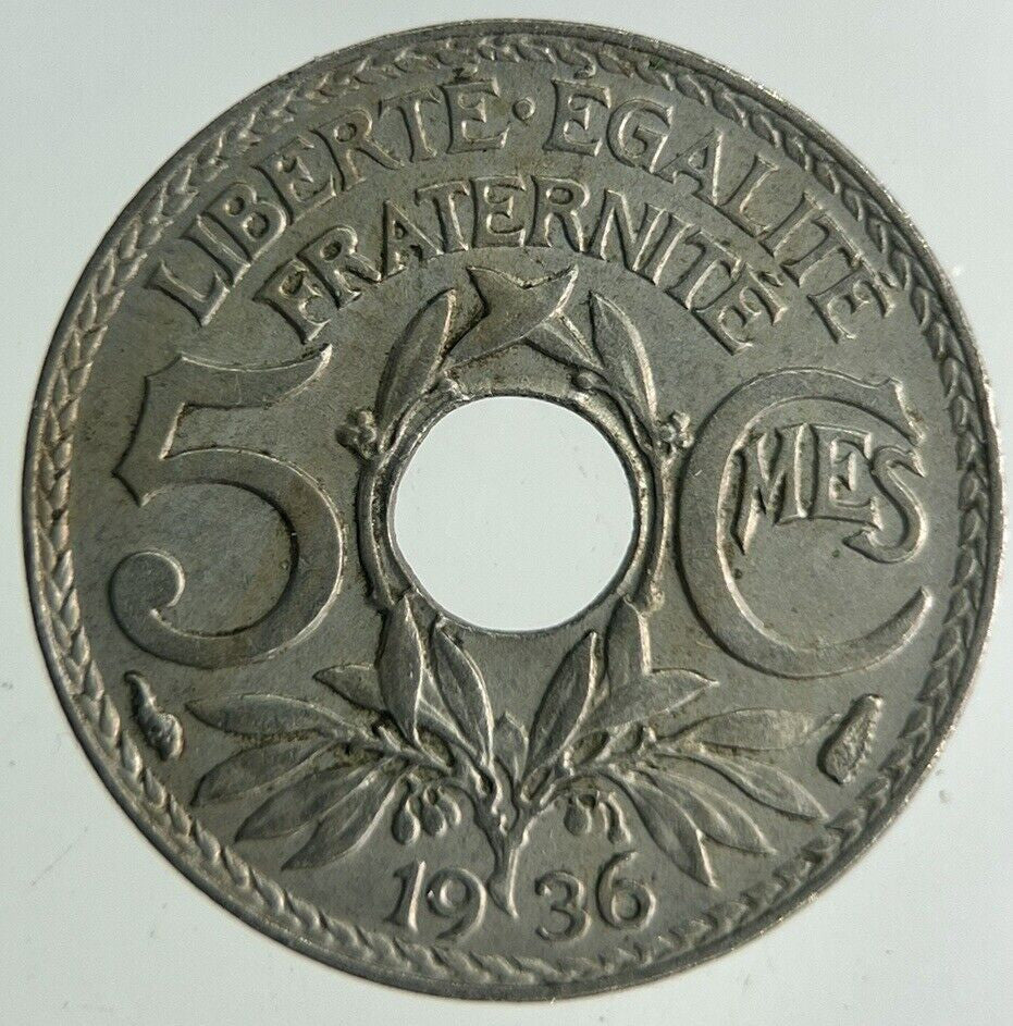 1936 France 5 Centimes Coin | Fine Collectable Grade