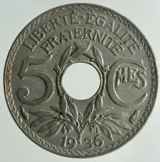 1936 France 5 Centimes Coin | Fine Collectable Grade