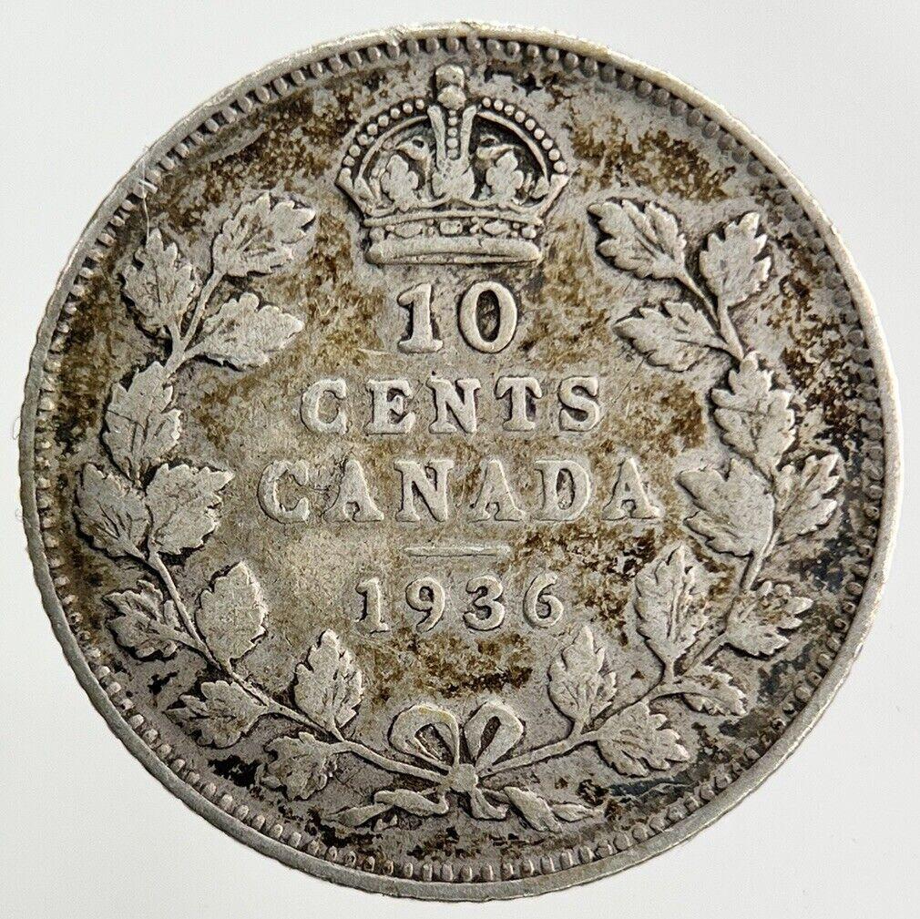 1936 Canada 10 Cents Silver Coin | Fine Collectable Grade