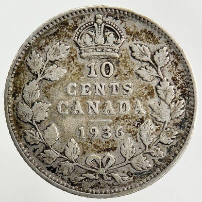 1936 Canada 10 Cents Silver Coin | Fine Collectable Grade