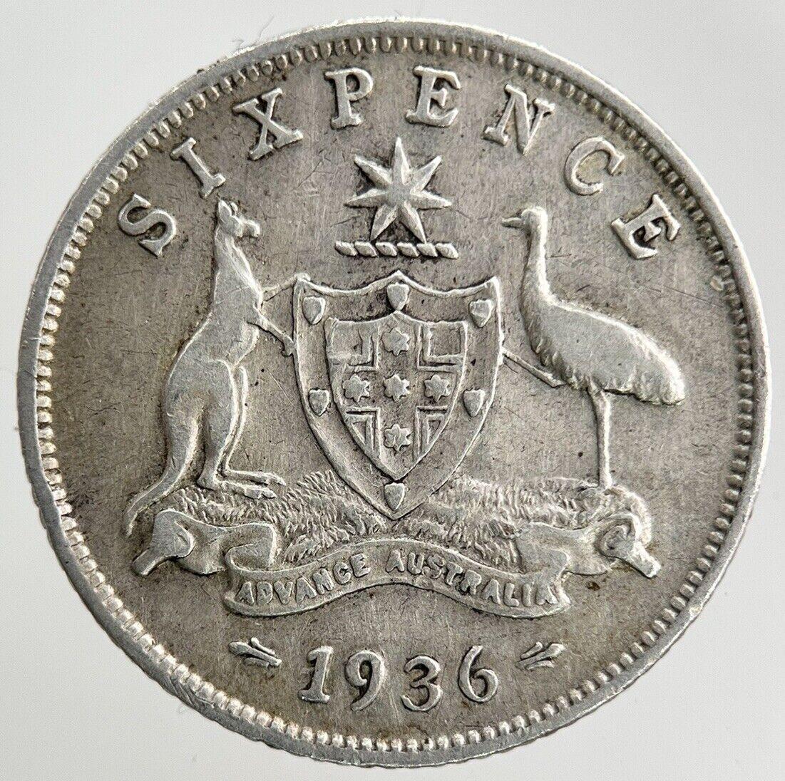 1936 Australia Sixpence Silver Coin | Fine Collectable Grade