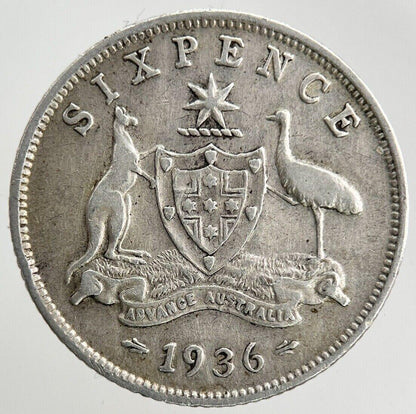 1936 Australia Sixpence Silver Coin | Fine Collectable Grade