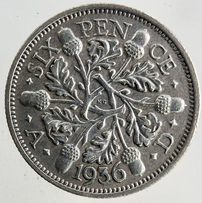 1936 George V Sixpence Silver Coin | Very High Grade
