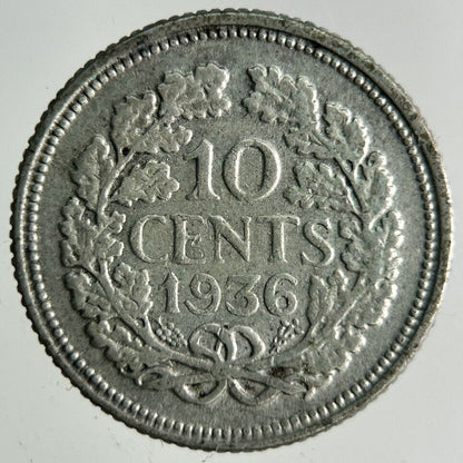 1936 Netherlands 10 Cents Silver Coin | Collectable Grade