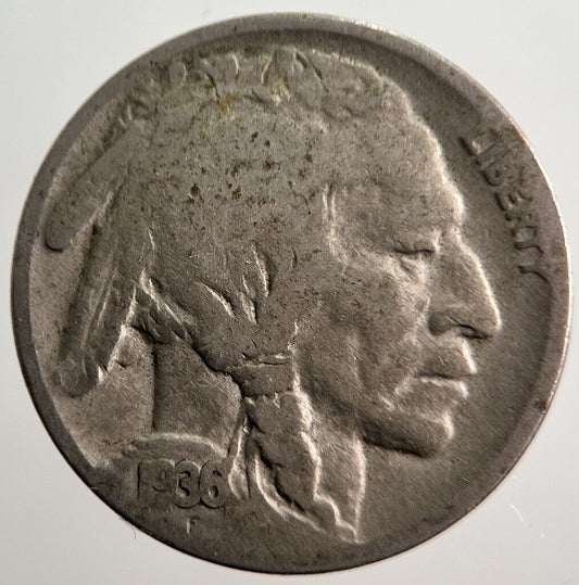 1936 US USA Buffalo Indian Head Nickel 5 Cents Coin | Collectable Grade | a3965