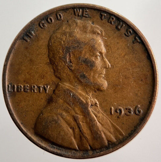 1936 Lincoln US USA One Cent Coin | Fine Collectable Grade | a806