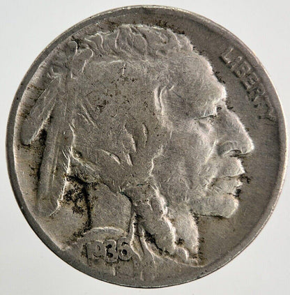 1936 US USA Buffalo Indian Head Nickel Coin | Fine Collectable Grade | a8652