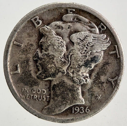 1936 US USA Mercury Dime Silver Coin | Fine Collectable Grade