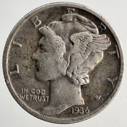 1936 US USA Mercury One Dime Silver Coin | Fine Collectable Grade