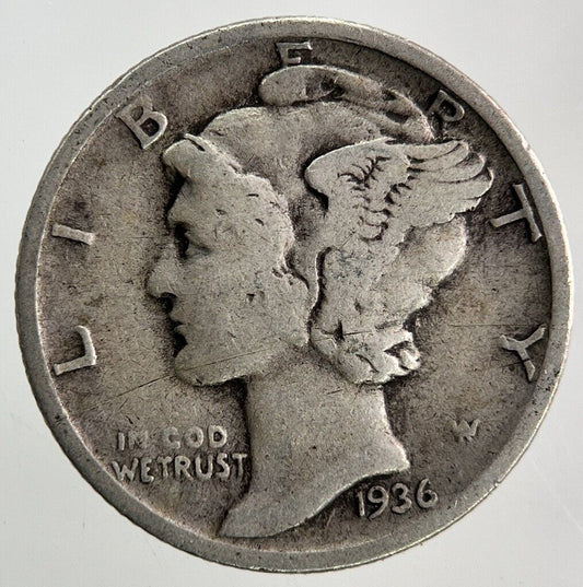 1936 US USA Mercury Dime Silver Coin | Fine Collectable Grade