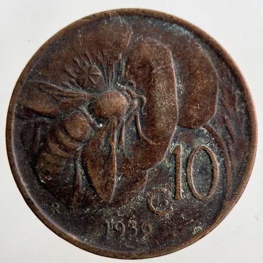 1936 Italy 10 Centesimi Coin | Fine Collectable Grade