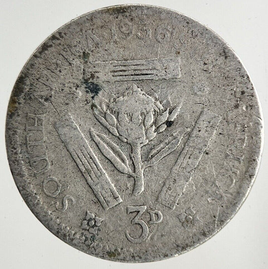 1936 South Africa Threepence Silver Coin | Fair Grade