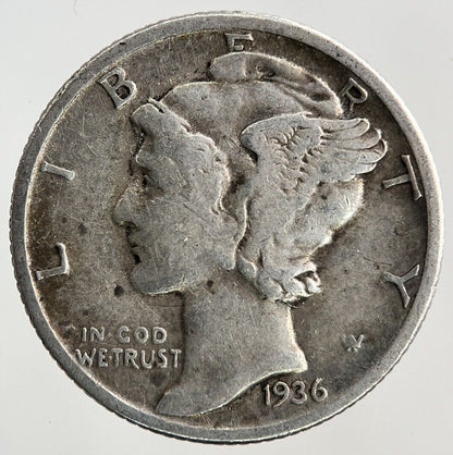 1936 US USA Mercury One Dime Silver Coin | Collectable Grade