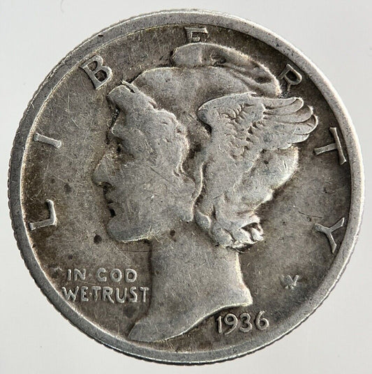 1936 US USA Mercury One Dime Silver Coin | Collectable Grade