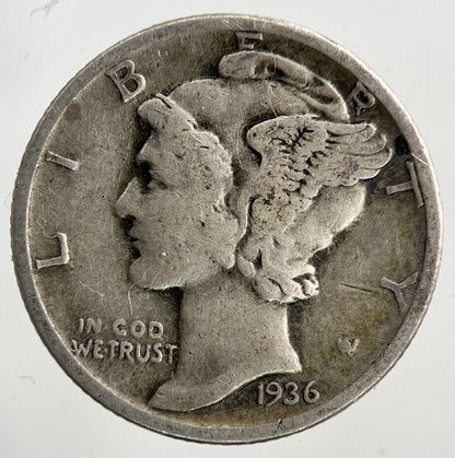 1936 US USA Mercury One Dime Silver Coin | Collectable Grade