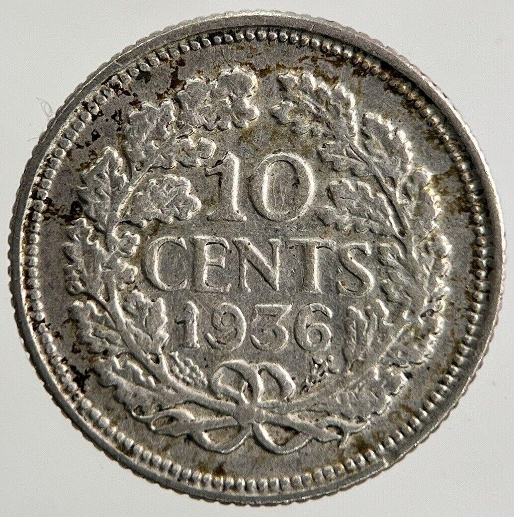 1936 Netherlands 10 Cents Silver Coin | Fine Collectable Grade