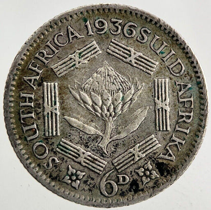 1936 South Africa Sixpence Silver Coin | Fine Collectable Grade
