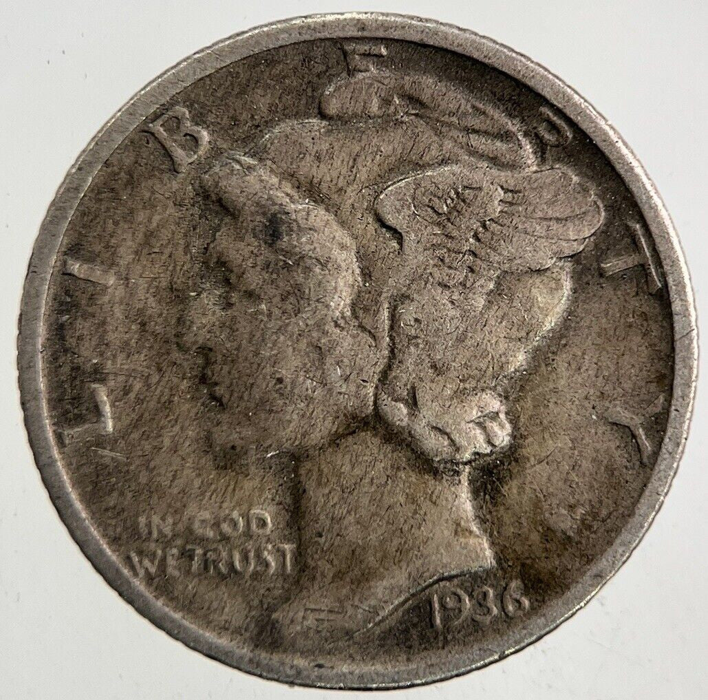 1936 US USA Mercury Dime Silver Coin | Fine Collectable Grade