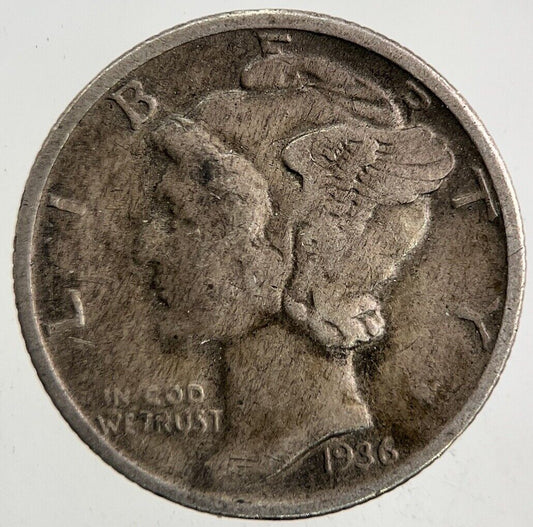 1936 US USA Mercury Dime Silver Coin | Fine Collectable Grade
