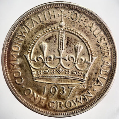 1937 Australia Crown Silver Coin | Fine Collectable Grade | a1550