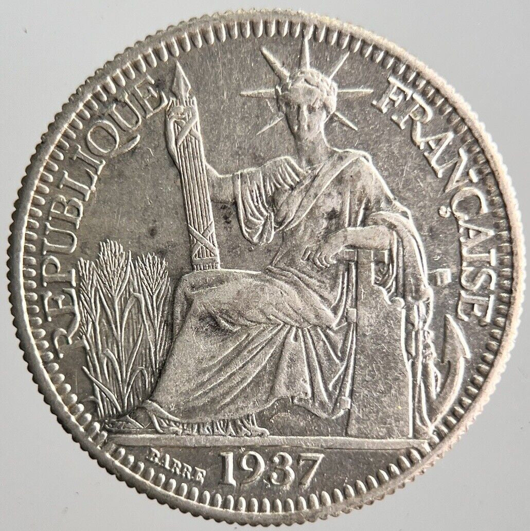 1937 France 10 Centimes Indo-China France Silver Coin | Fine Grade | a4119