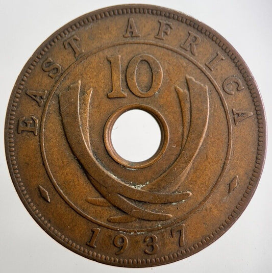 1937 East Africa 10 Ten Cents Coin | Fine Collectable Grade | a7546