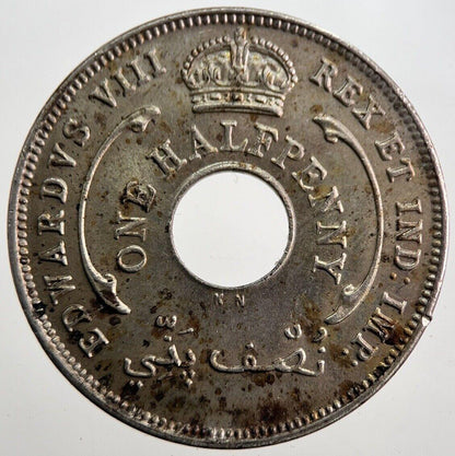 1936 West Africa 1 One Half-Penny Coin | Very High Grade | a7563