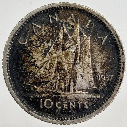 1937 Canada 10 Cents Silver Coin | Fine Collectable Grade | a8755