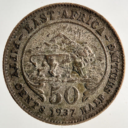 1937 East Africa 50 Cents Silver Coin | Fine Collectable Grade