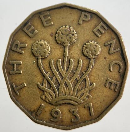 1937 George VI Brass Threepence Coin | Fine Collectable Grade | a4691